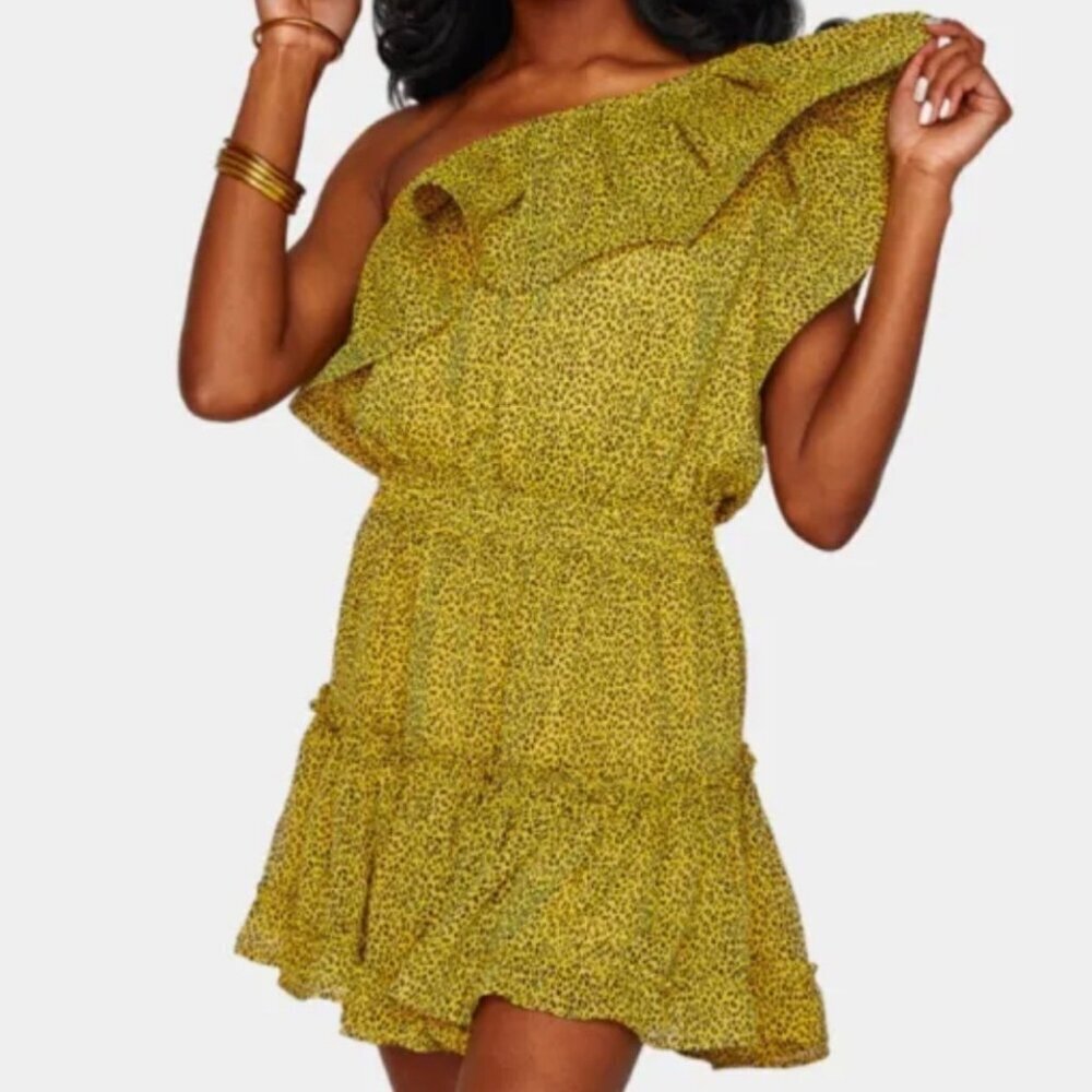 NEW BUDDY LOVE Sofia One Shoulder Ruffle Cocktail Dress in Wild Size Small